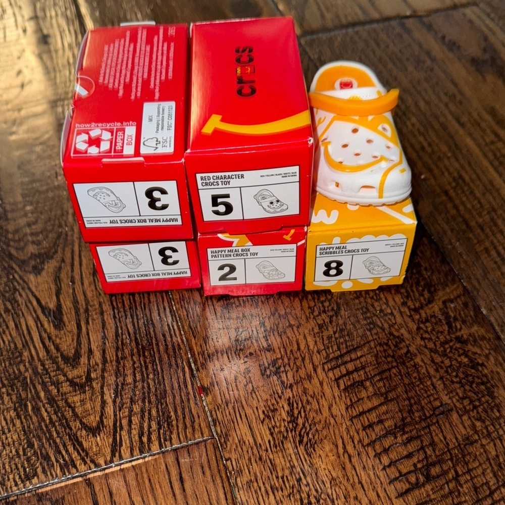 NWT CROCS Jibbitz Toy Collection in Red, Orange, and White Bundle of 6